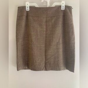 Antonio Melani Womens Mini Skirt 10 Brown Tweed Wool Blend Lined Side Zip Slit